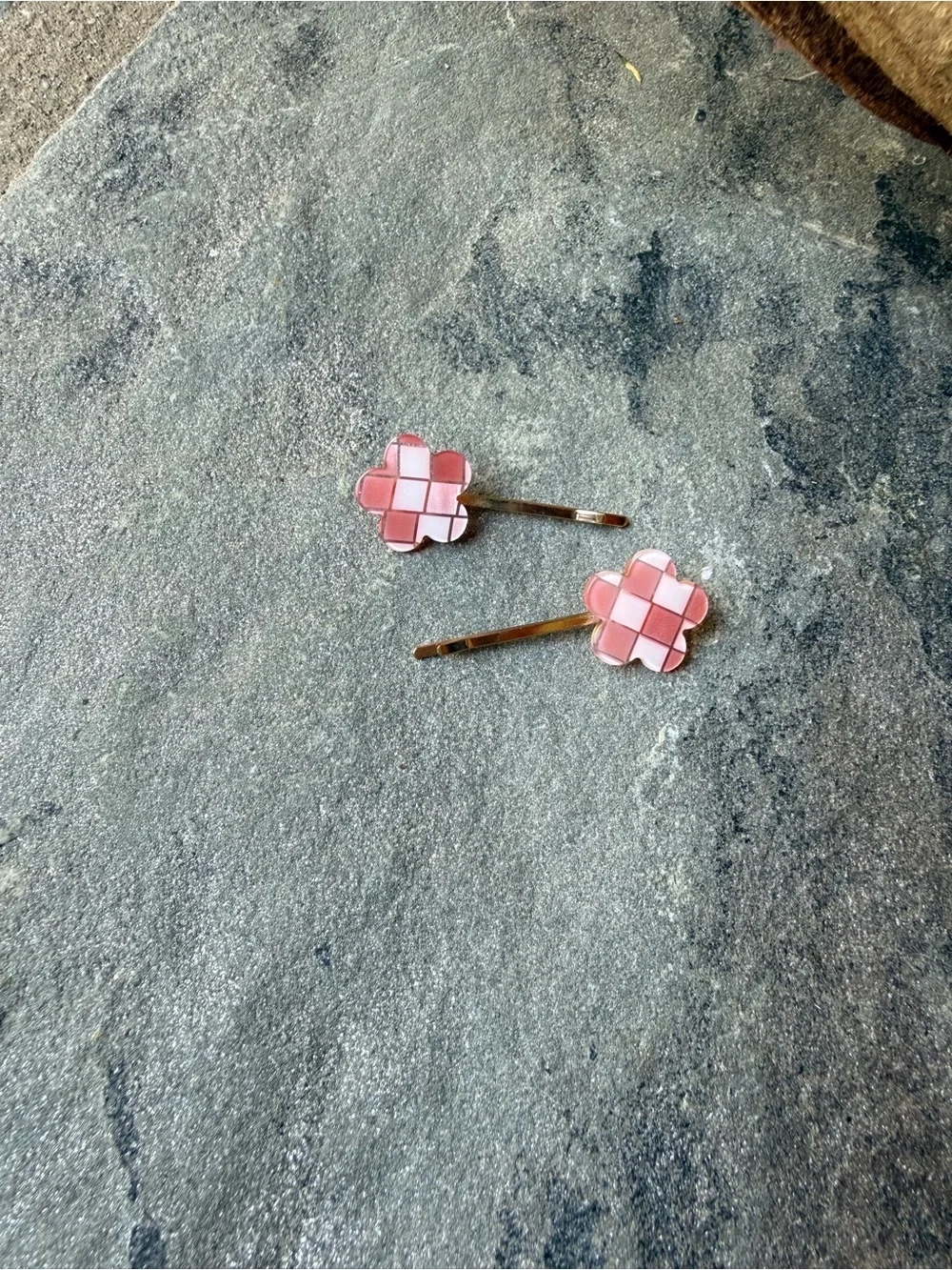 New🌟Free People-Checker Flower Bobby Pins